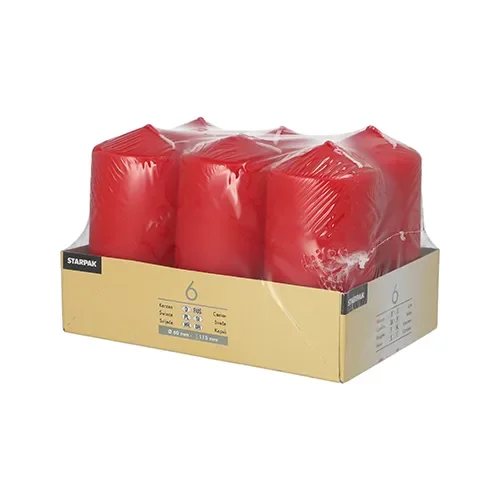 Stompkaarsen Ø 60 mm x 115 mm rood