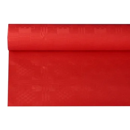 Tafelkleed papier met damastprint 8 m x 1,2 m rood