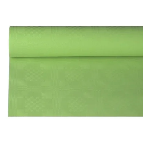 Tafelkleed papier met damastprint 8 m x 1,2 m olijf