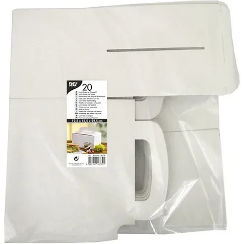 Lunch boxen, karton “pure” hoekig 12,5 cm x 15,5 cm x 22,5 cm wit met handvaten