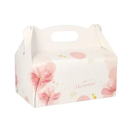 Gebakdozen hoekig 20 cm x 13 cm x 9 cm licht-rose met handvaten