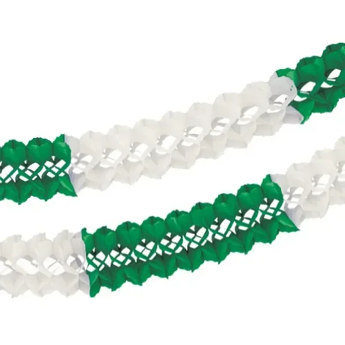 Guirlande extra groot, papier Ø 16 cm x 10 m groen/wit brandvertagend