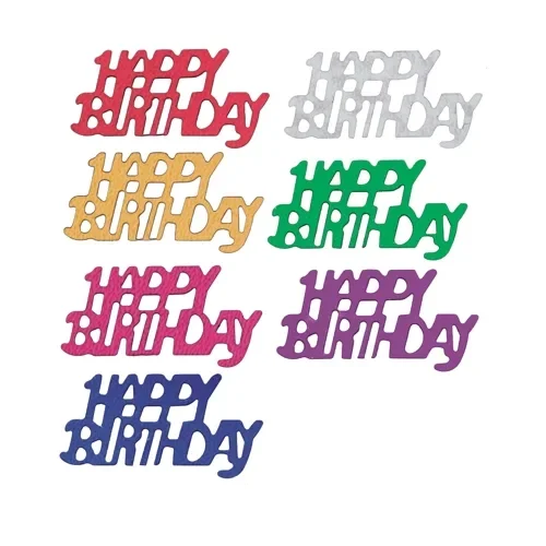 Strooidecoratie, folie assorti kleuren “Happy Birthday” 15 gr