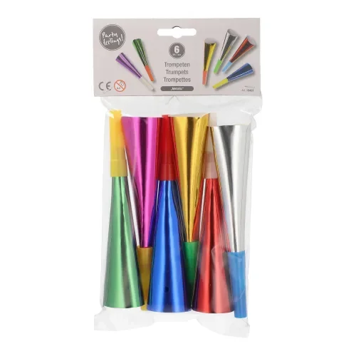 Trompetjes 18 cm assorti kleuren Metallic