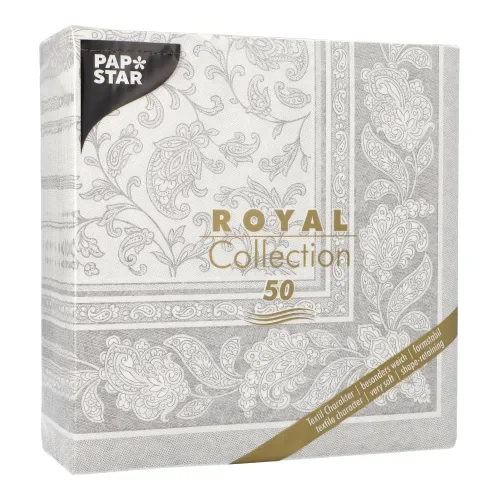 Servetten “Royal Collection” 1/4 vouw 40 cm x 40 cm grijs Ornaments