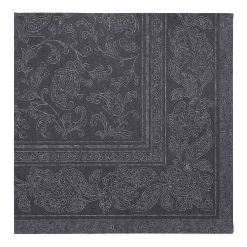 Servetten Royal Collection 1/4 vouw 40 cm x 40 cm zwart Ornaments