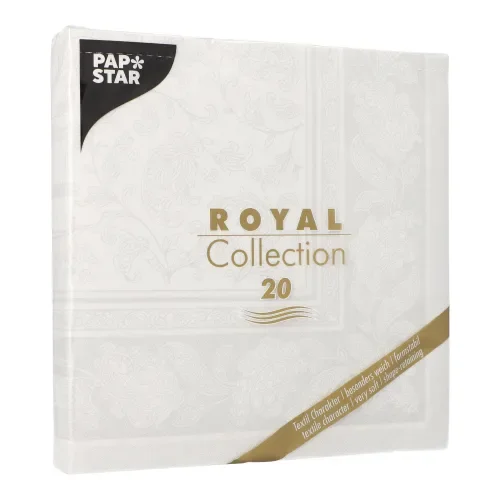 Servetten “Royal Collection” 1/4 vouw 40 cm x 40 cm wit Ornaments
