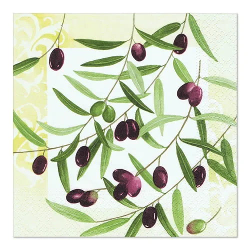 Servetten 3-laags 1/4 vouw 33 cm x 33 cm “Olive Twig”