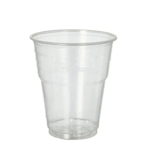 Drinkbekers voor koude dranken, PLA “pure” 0,3 l Ø 9,5 cm x 11 cm glashelder met schuimkraag