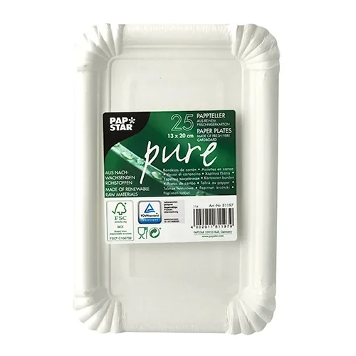 Borden, karton “pure” hoekig 13 cm x 20 cm wit