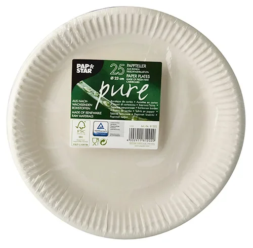 Borden, karton “pure” rond Ø 23 cm wit