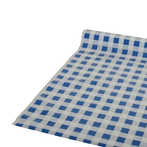 Tafelkleed, plastic 50 m x 80 cm blauw Karo