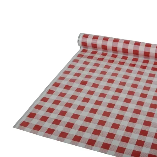 Tafelkleed, plastic 50 m x 80 cm rood Karo