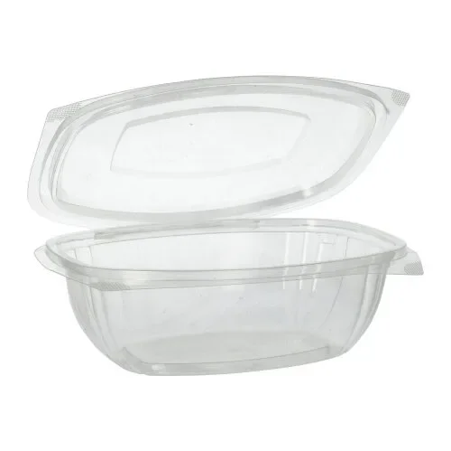 Saladeschalen met deksels, PLA “pure” 1 l 7,6 cm x 20,5 cm x 16,8 cm glashelder