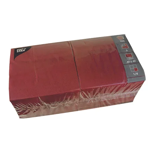 Servetten 3-laags 1/4 vouw 40 cm x 40 cm bordeaux