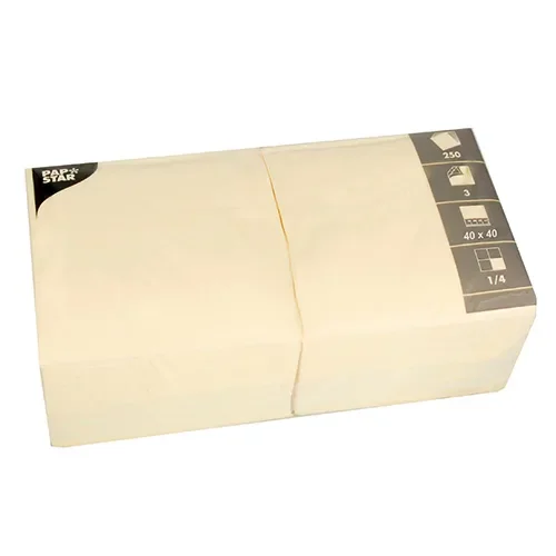 Servetten 3-laags 1/4 vouw 40 cm x 40 cm creme