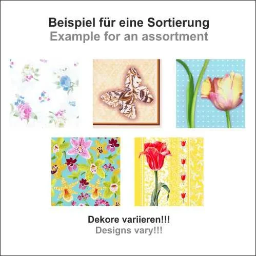 Servetten 3-laags 1/4 vouw 33 cm x 33 cm assorti