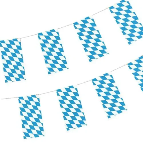 Vlaggenslinger, papier 10 m “Beiers blauw” brandvertagend