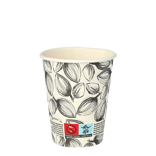 Drinkbekers, Karton “To Go” 0,2 l Ø 8 cm x 9,1 cm wit Leaves