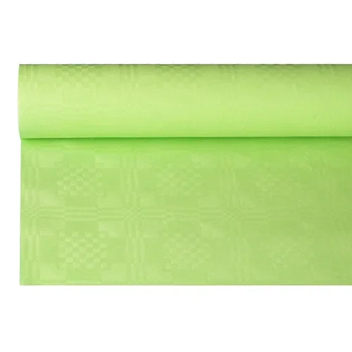 Tafelkleed papier met damastprint 8 m x 1,2 m lime