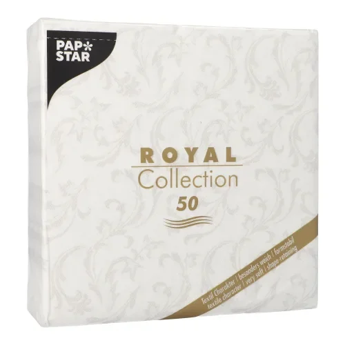 Servetten “Royal Collection” 1/4 vouw 40 cm x 40 cm wit Damascato