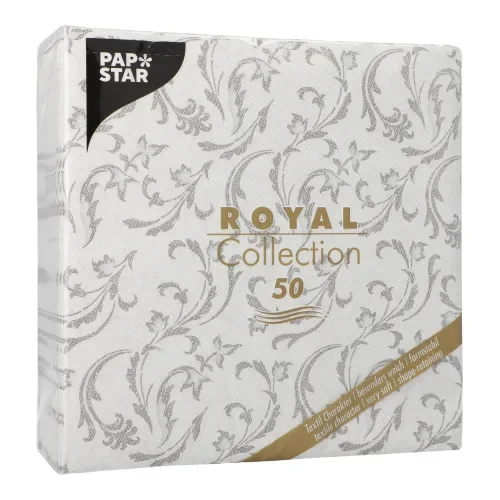 Servetten “Royal Collection” 1/4 vouw 40 cm x 40 cm grijs Damascato