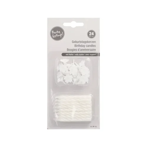 Verjaardagskaarsjes met houders 6 cm wit