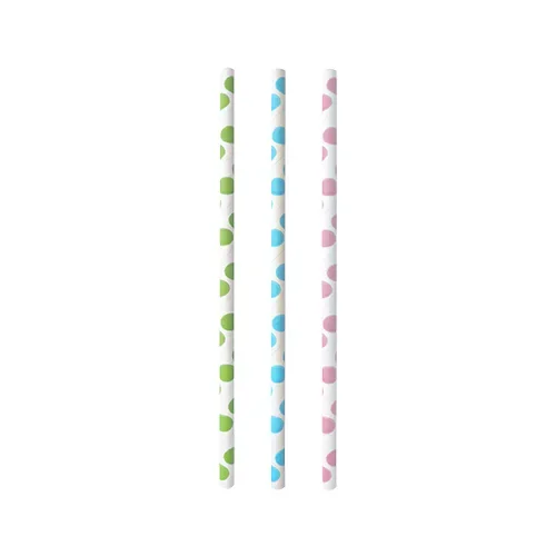 Drinkrietjes, papier Ø 6 mm x 20 cm assorti kleuren Dots