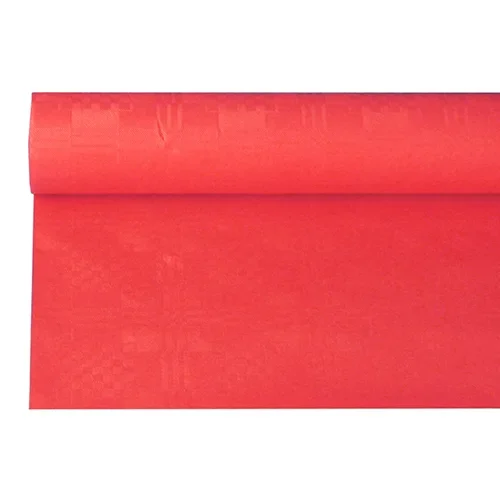Tafelkleed papier met damastprint 6 m x 1,2 m rood