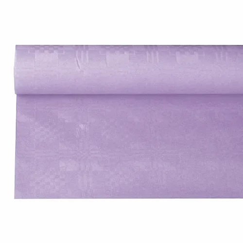 Tafelkleed papier met damastprint 6 m x 1,2 m paars