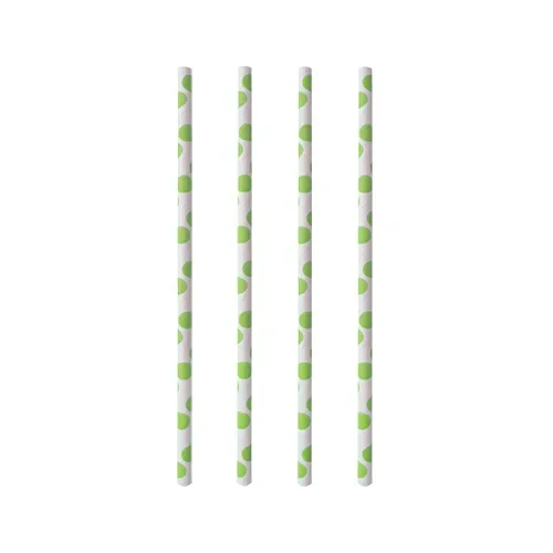 Drinkrietjes, papier Ø 6 mm x 20 cm “green Dots”
