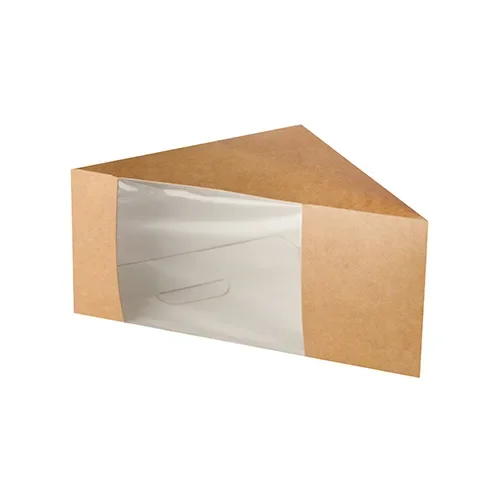 Kartonnen sandwichboxen met venster van PLA 12,3 cm x 12,3 cm x 8,2 cm bruin