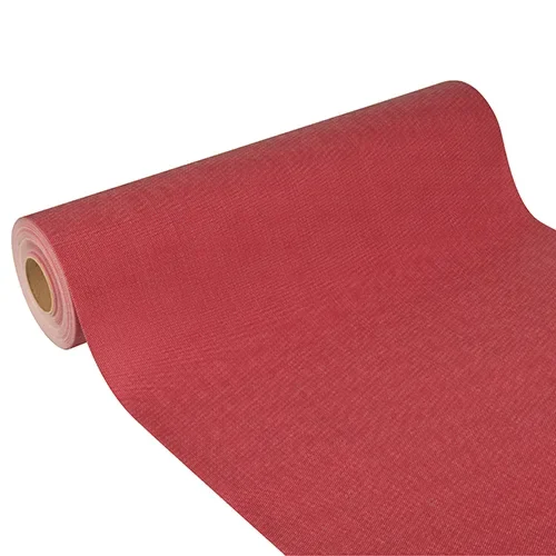 Tafellopers, stofkarakter, nonwoven “soft selection plus” 24 m x 40 cm bordeaux