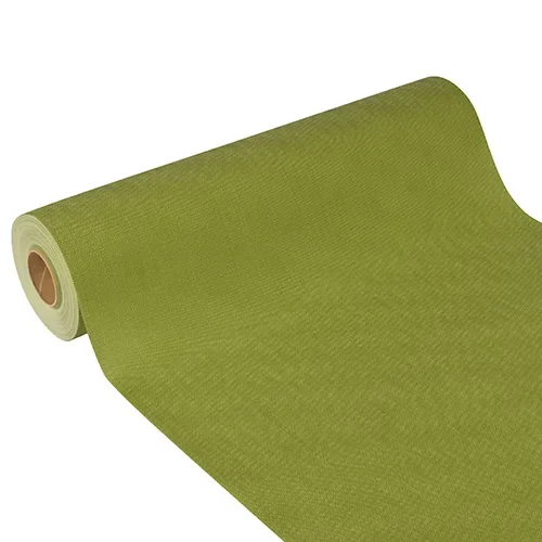 Tafellopers, stofkarakter, nonwoven “soft selection plus” 24 m x 40 cm olijfgroen
