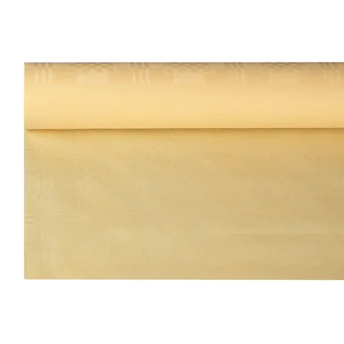 Tafelkleed papier met damastprint 6 m x 1,2 m creme