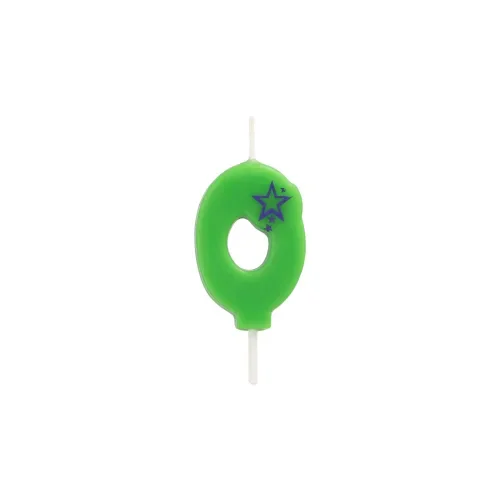 Cijferkaarsen, mini 6,8 cm groen “0”