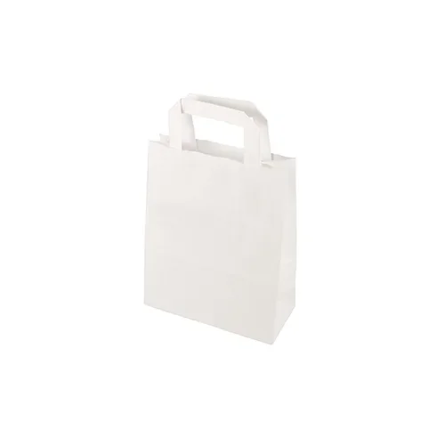 Draagtassen, papier 22 cm x 18 cm x 10 cm wit met handvaten