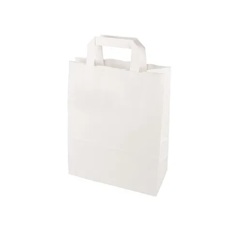 Draagtassen, papier 28 cm x 22 cm x 10 cm wit met handvaten