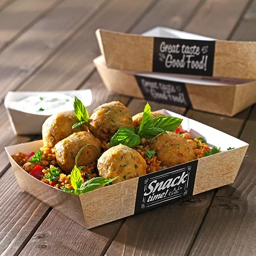 Snackbakje, karton “pure” 3 cm x 3,3 cm x 10,5 cm “Good Food”