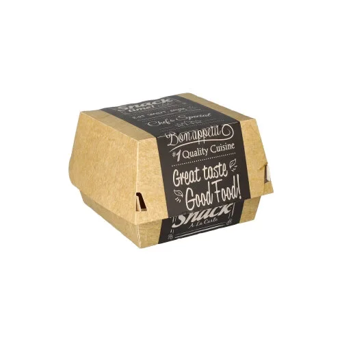Hamburgerbox, karton van verse houtvezels “pure” 7 cm x 9 cm x 9 cm Good Food small