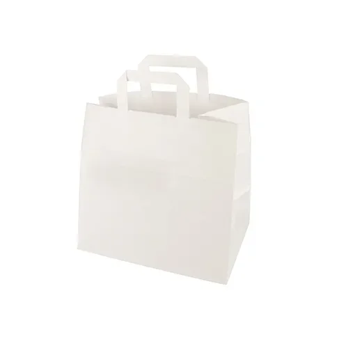 Draagtassen, papier 25 cm x 26 cm x 17 cm wit met handvaten en individuele Ean