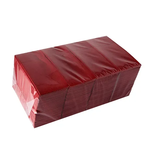 Servetten met bestekzakjes, airlaid 40 cm x 33 cm bordeaux met bestekvouw
