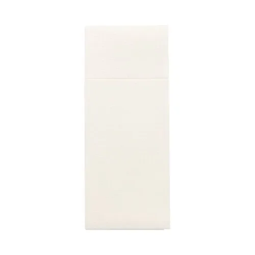 Servetten met bestekzakjes, airlaid 40 cm x 33 cm wit met bestekvouw