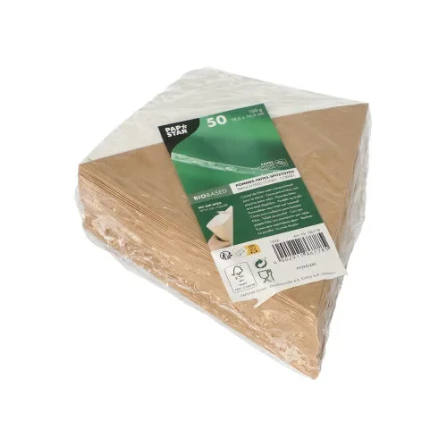 Puntzakken voor friet met sausvak, karton “pure” 19,5 cm x 16,5 cm bruin/wit inhoud 100 gr