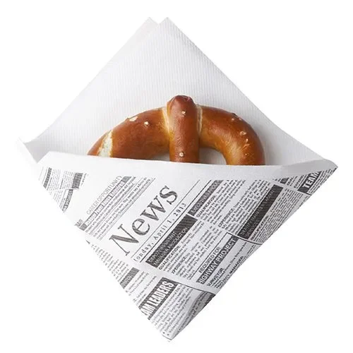 Snack servetten, stofkarakter, airlaid 1/4 vouw 32,5 cm x 30,5 cm wit Newsprint