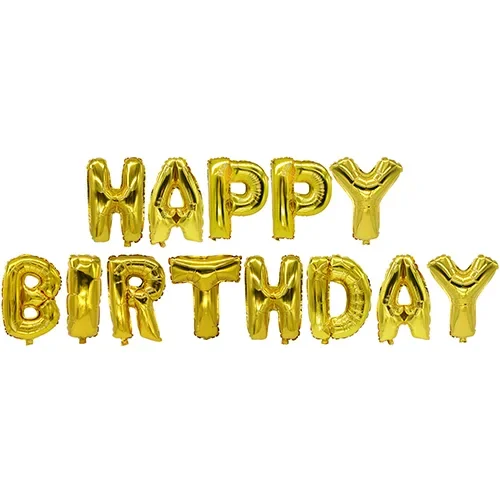 Folieballonnen set goud “Happy Birthday”