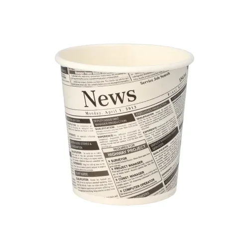 Snackbekers, karton “To Go” rond 470 ml Ø 9,9 cm x 9,9 cm Newsprint