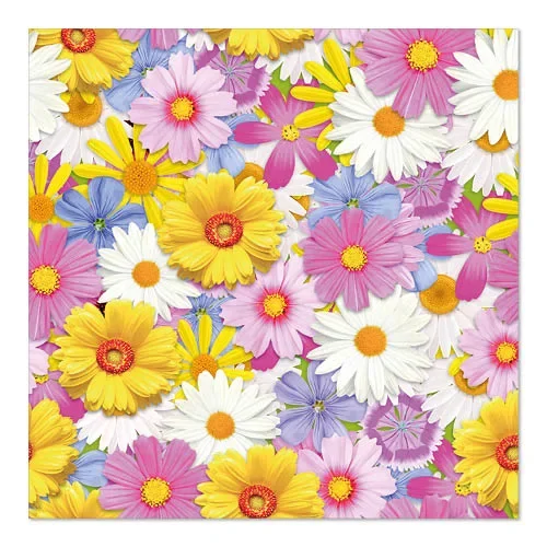 Servetten 3-laags 1/4 vouw 33 cm x 33 cm “Daisies Mix”