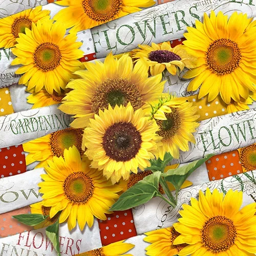 Servetten 3-laags 1/4 vouw 33 cm x 33 cm “Sunflower Field”