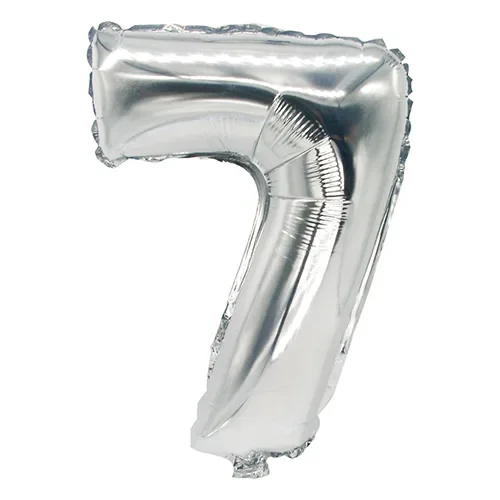 Folieballon 35 cm x 20 cm zilver “7”